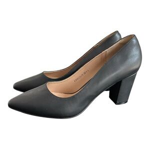 Idifu Women’s Chunky 3” Heel Black Pump Comfort Pointed Toe Black Vegan …